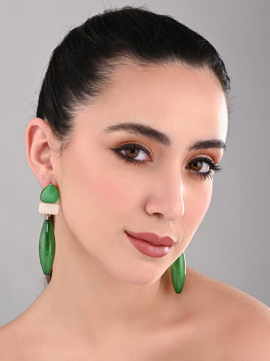 Green Trio Gem Drop Earrings