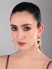 Statement Hoop & Pearl White Earrings