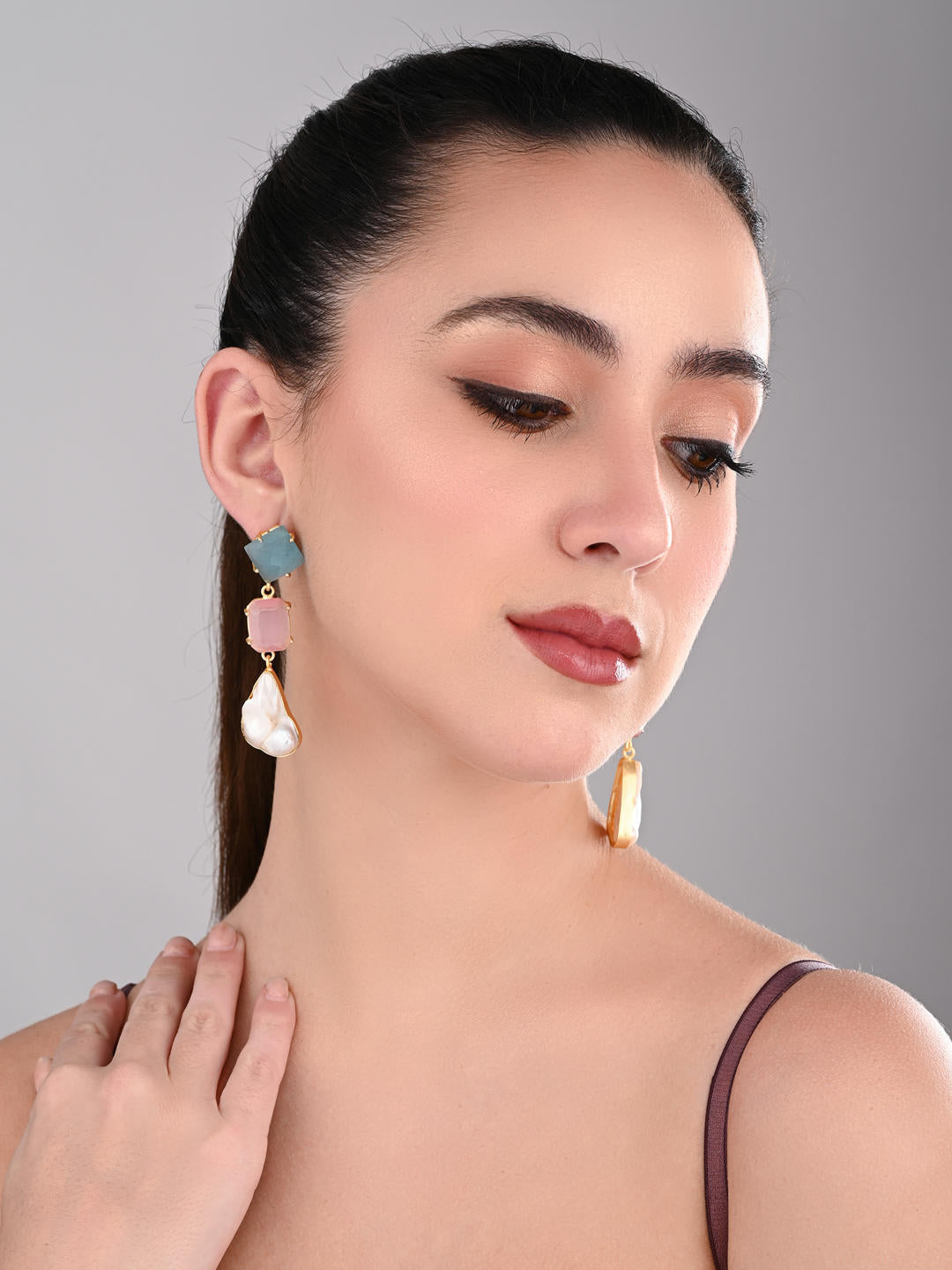Gemstone & Pearl Drop Earrings