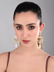 Statement Hoop & Pearl Pink Earrings