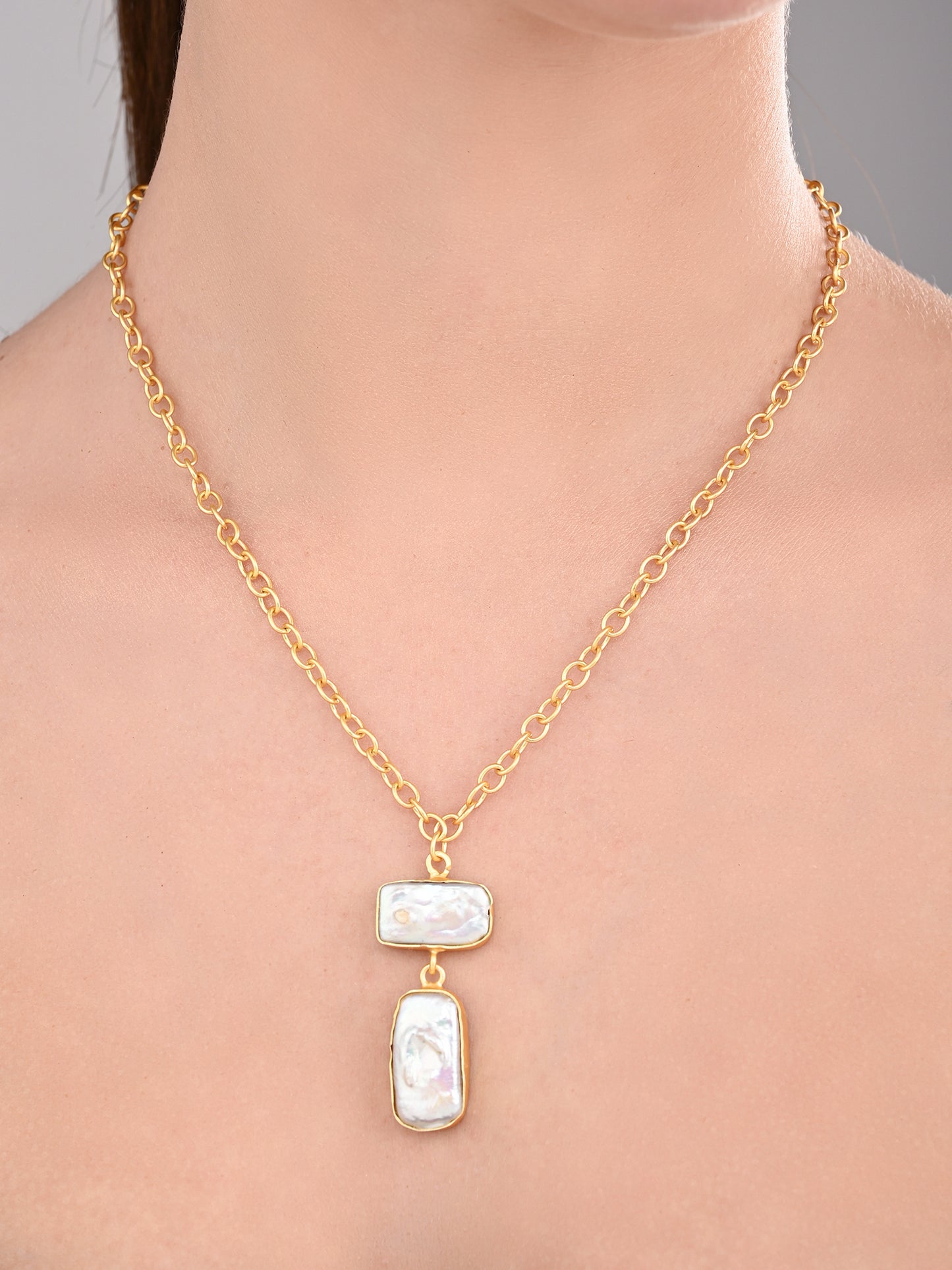 Twin Baroque Pearl Drop Necklace