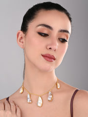 Golden Baroque Pearl Cascade Necklace