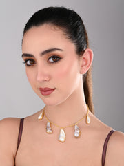 Golden Baroque Pearl Cascade Necklace