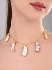 Golden Baroque Pearl Cascade Necklace