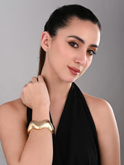 Bold Wavy Gold Cuff Bracelet