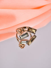 Adjustable Baguette shaped Multi col cubic zirconia ring