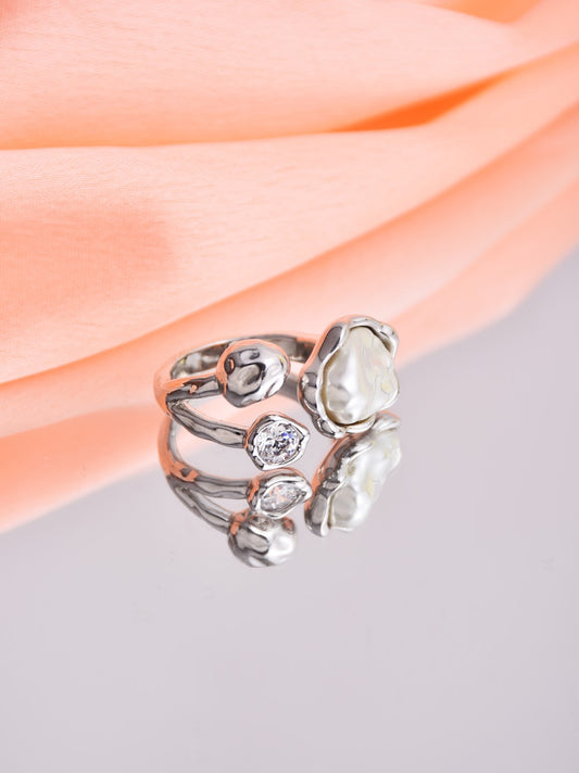 Adjustable 3 Baroque Pearl Ring