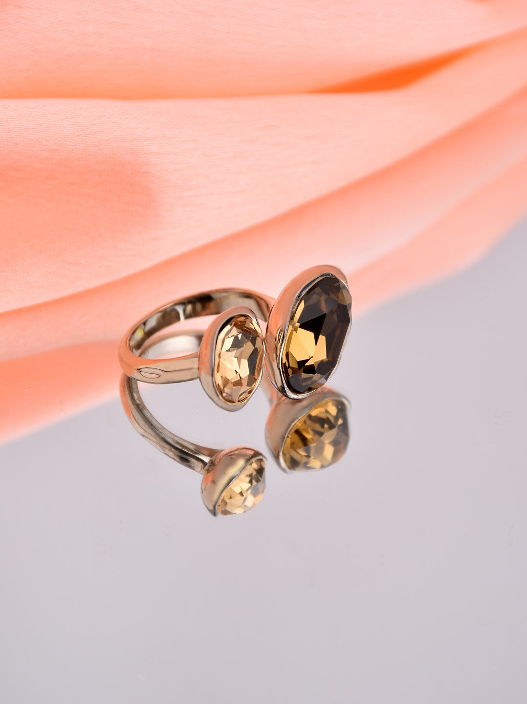 Adjustable Yellow Oval cubic zirconia ring
