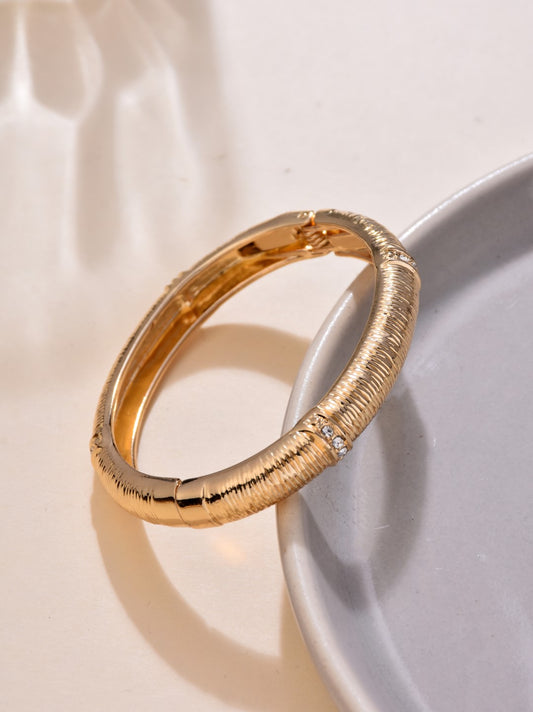 Brushed Stripe Gold Bangle