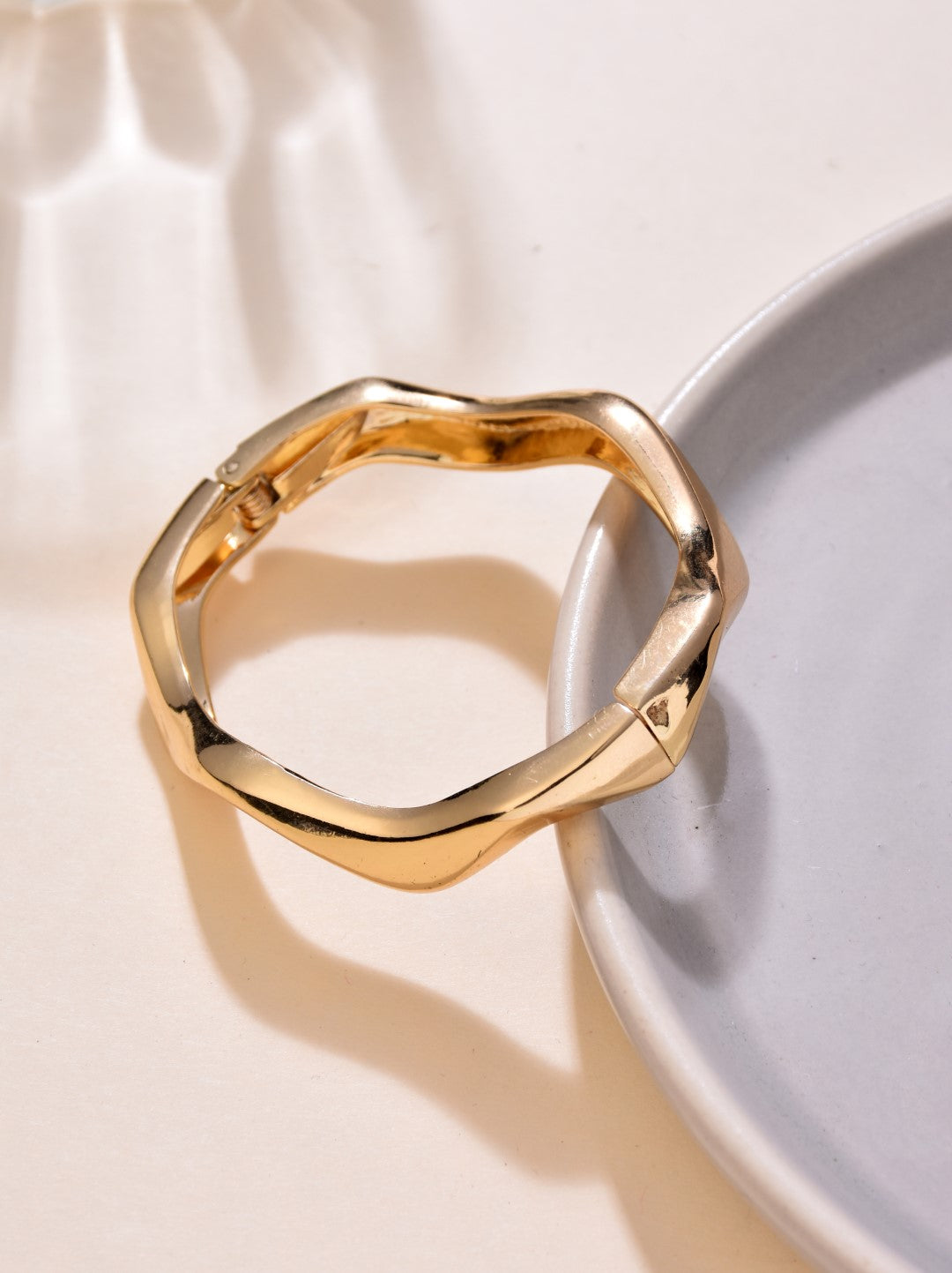 Uneven Scalloped Gold Bangle