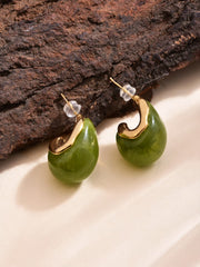 Olive Green Dripping Earring