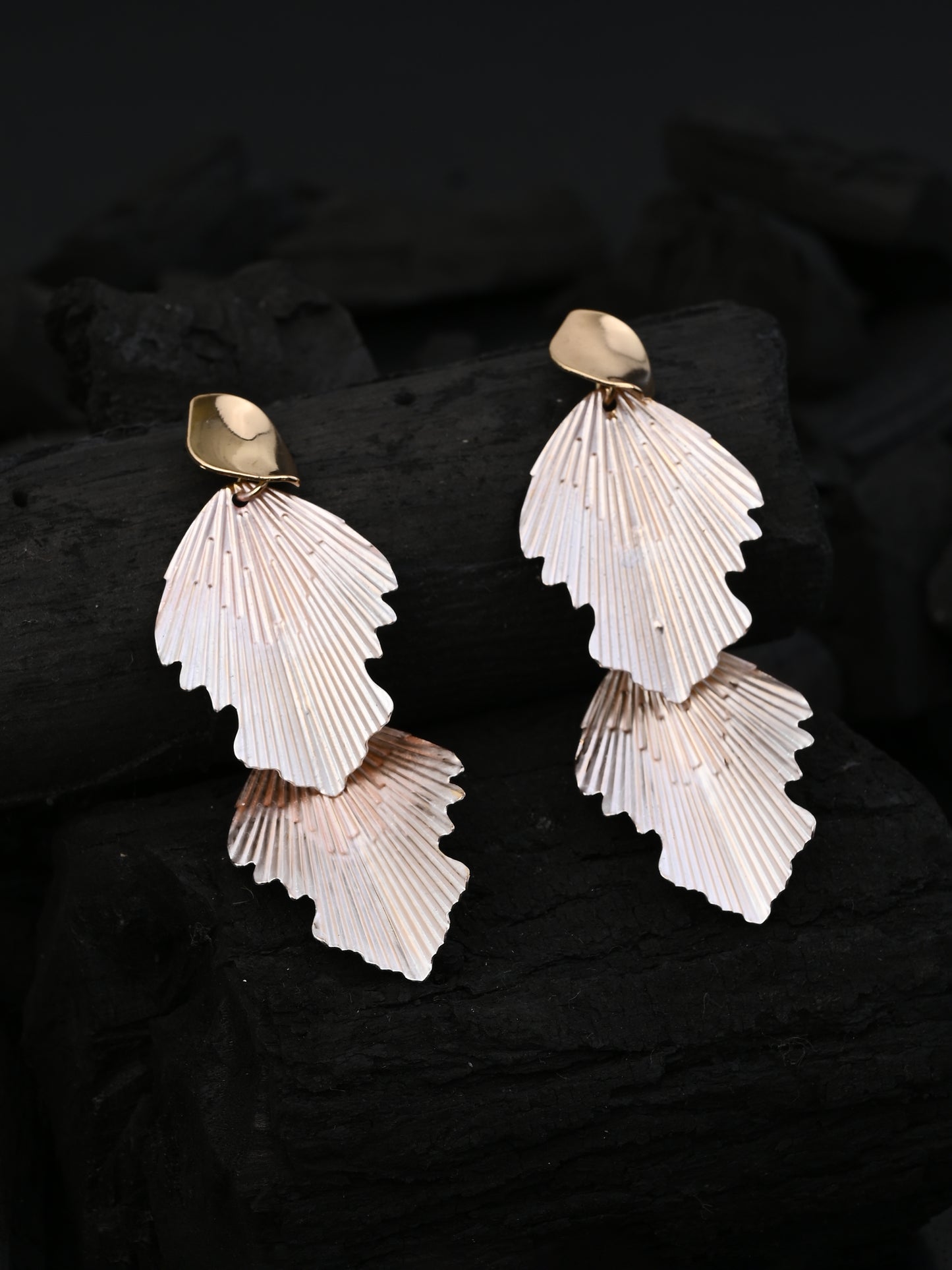 Blush Pink Petal Wave Drop Earrings