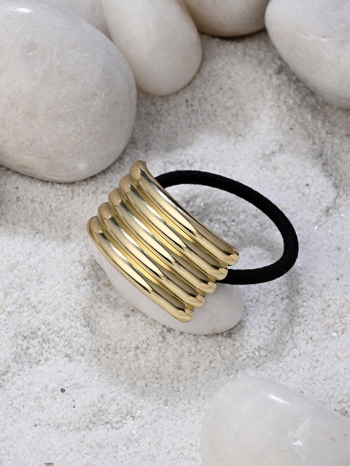 Golden Ribbed Luxe Hair Tie
