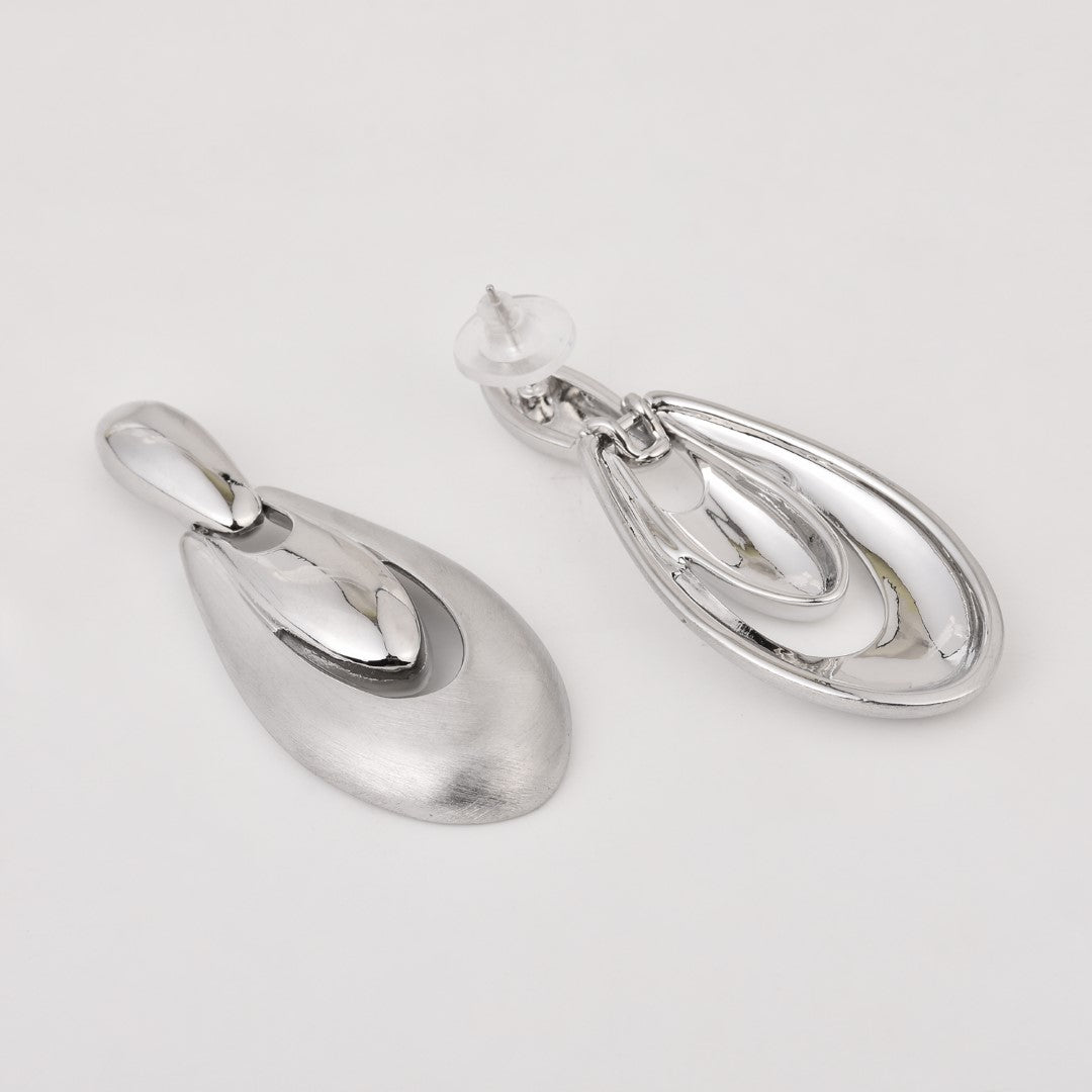 Silver Pear Shaped Drop Earring
