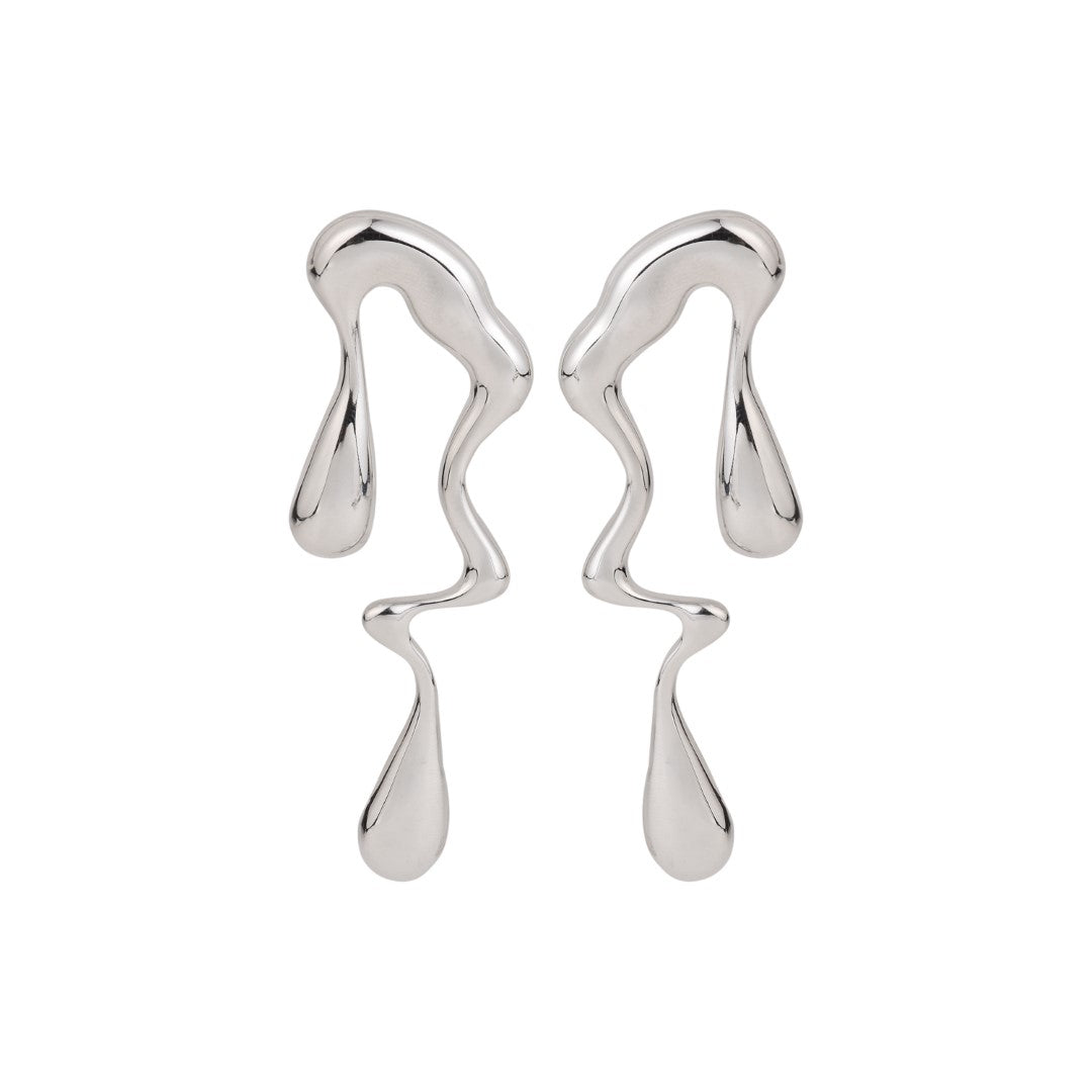Irregular Glossy Trendy Dangle Earring in Silver