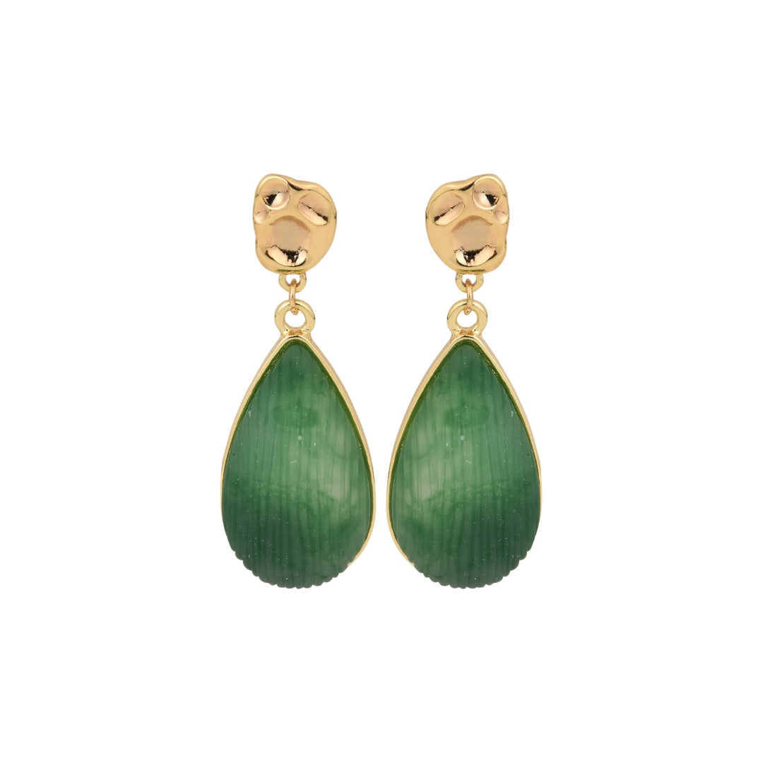 Green Resin Drop Earrings