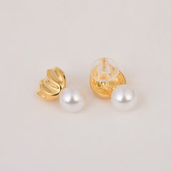 Gold Studs with Pearl Drop