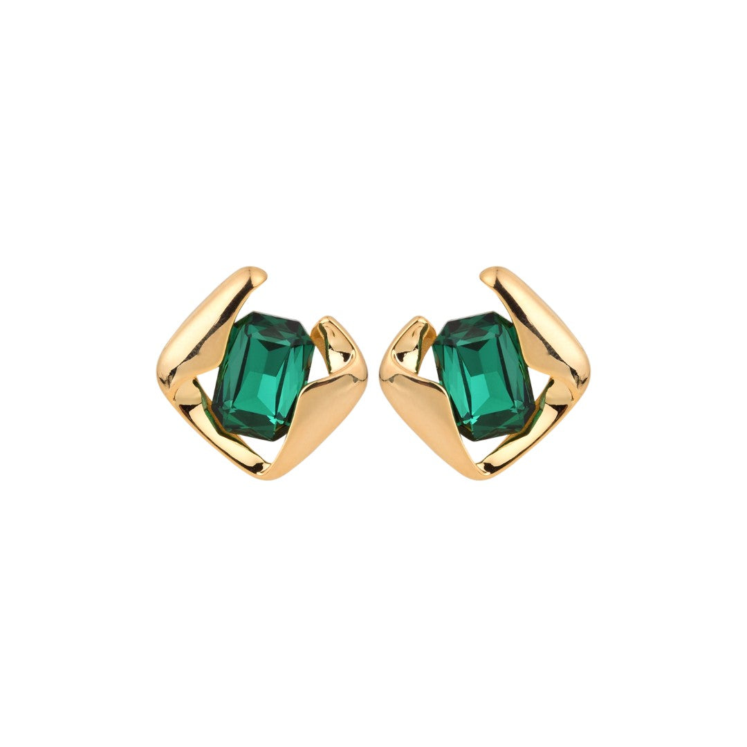 Green stone Square Stud Earring