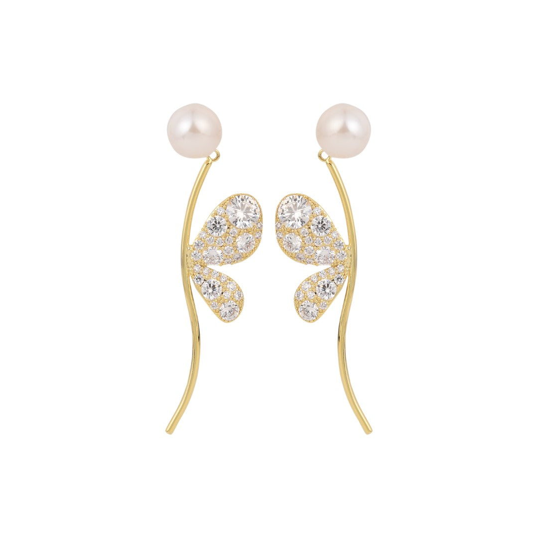 Butterfly wings Pearl Crystal Earring