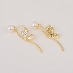 Butterfly wings Pearl Crystal Earring