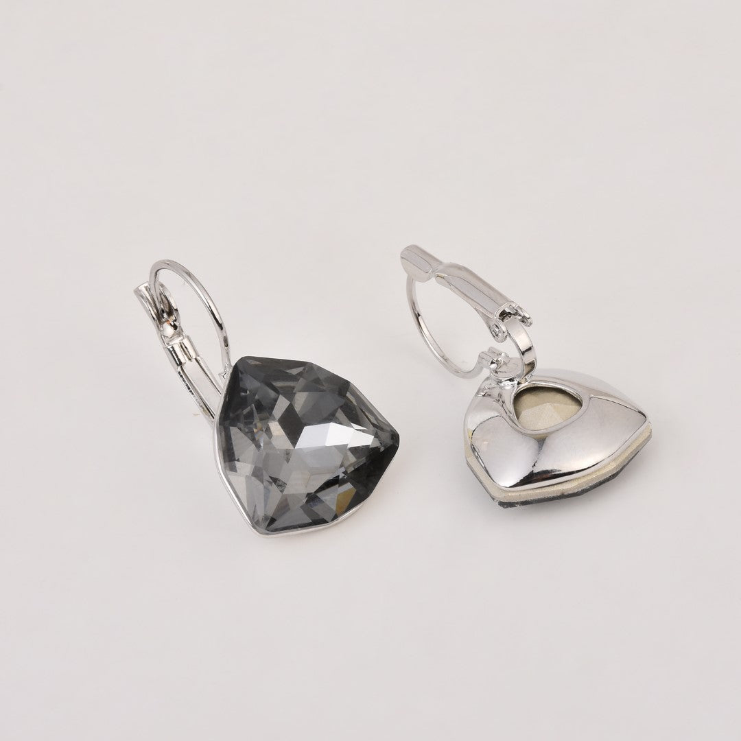 Gray Black Crystal Drop Earring