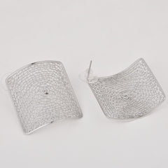 Silver Mesh Square Earring