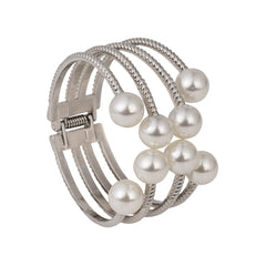 Silver Pearl Open Bangle