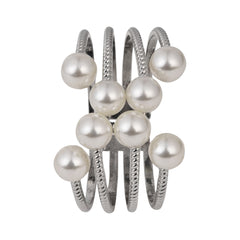 Silver Pearl Open Bangle