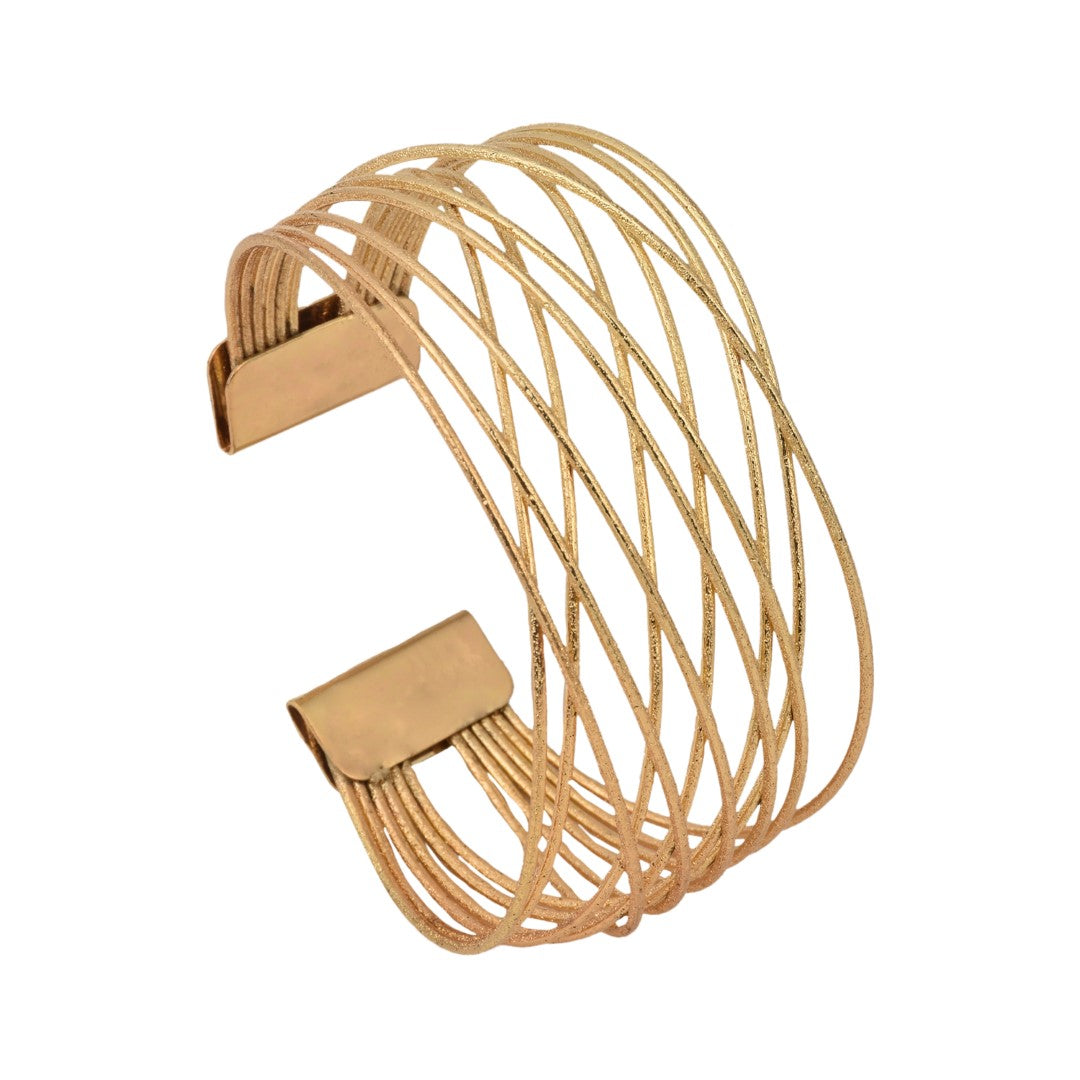 Criss cross Wired Gold Cuffs