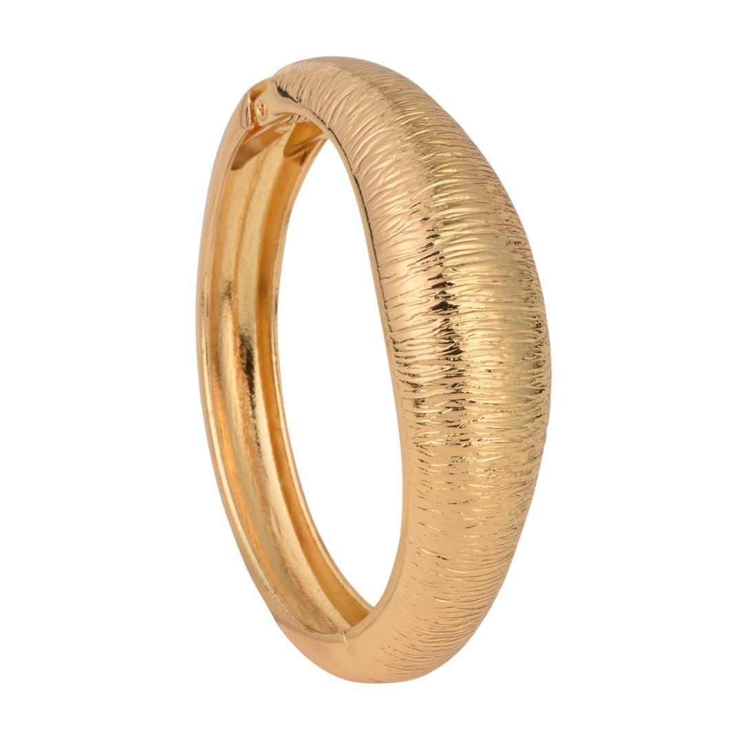 Brushed Adjustable Stripe gold bangle