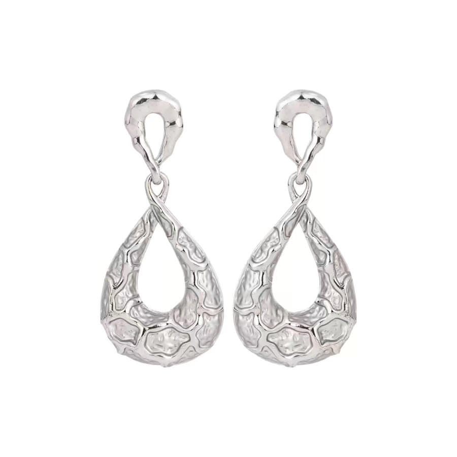 Textured Silver Drop Earring
