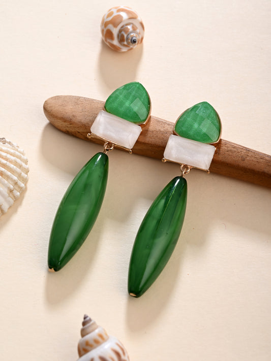 Green Trio Gem Drop Earrings