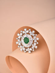 Snowflake Emerald Ring