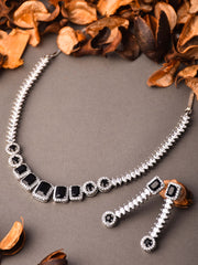 Black Sparkle Necklace with Drop Earrings