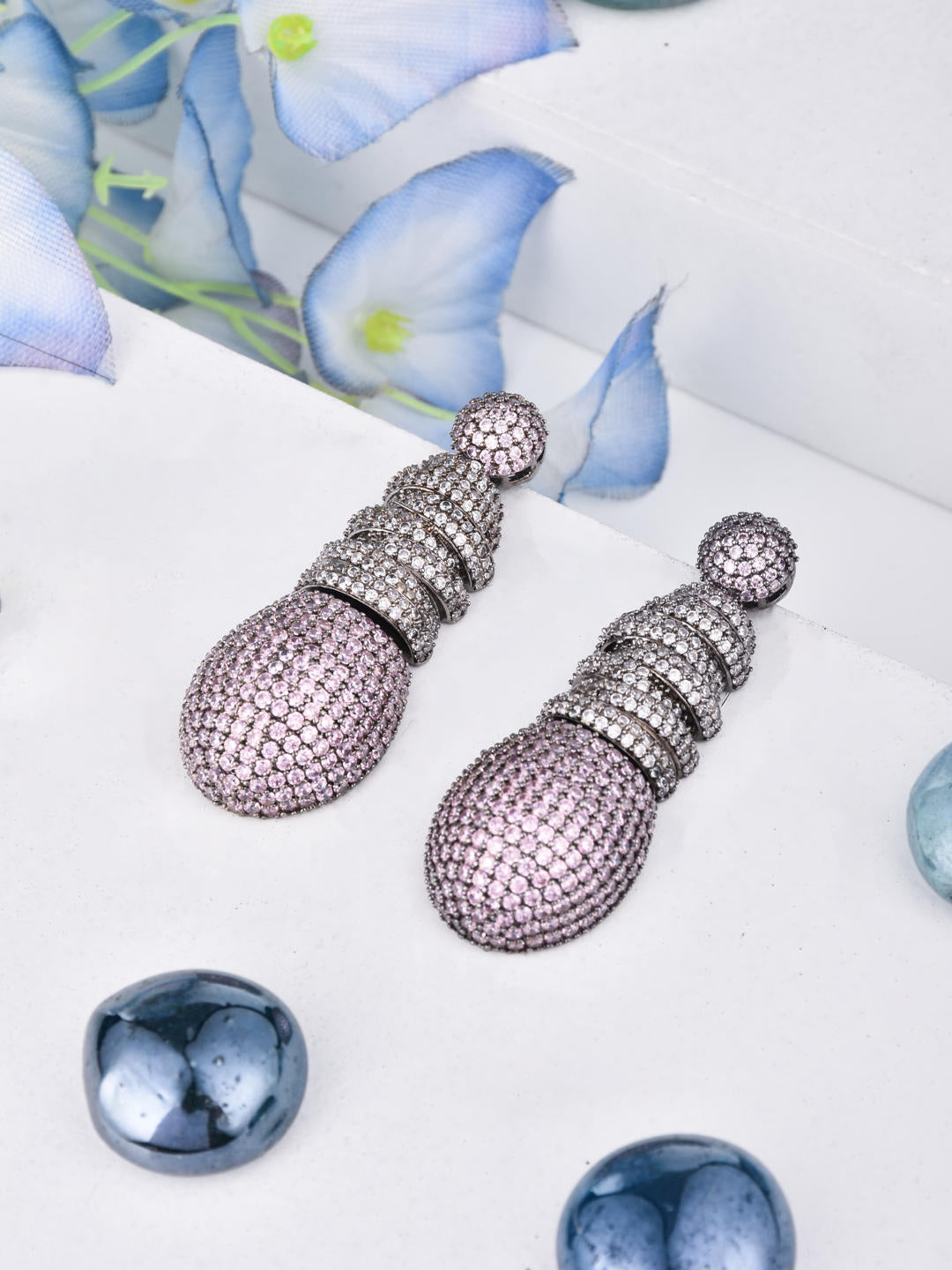 Pink Spherical Drop Earrings