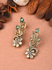 Sage Green Gold Petal Shine Kundan Earring