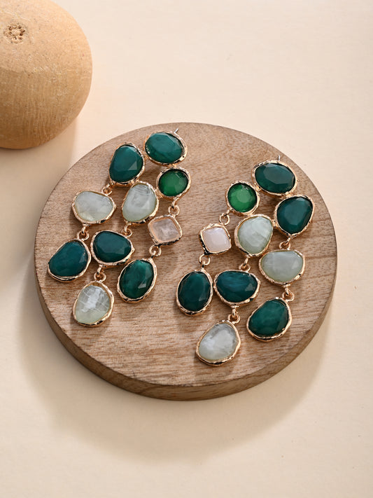 Boho Bloom Green Cascade Earrings