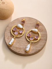 Statement Hoop & Pearl White Earrings