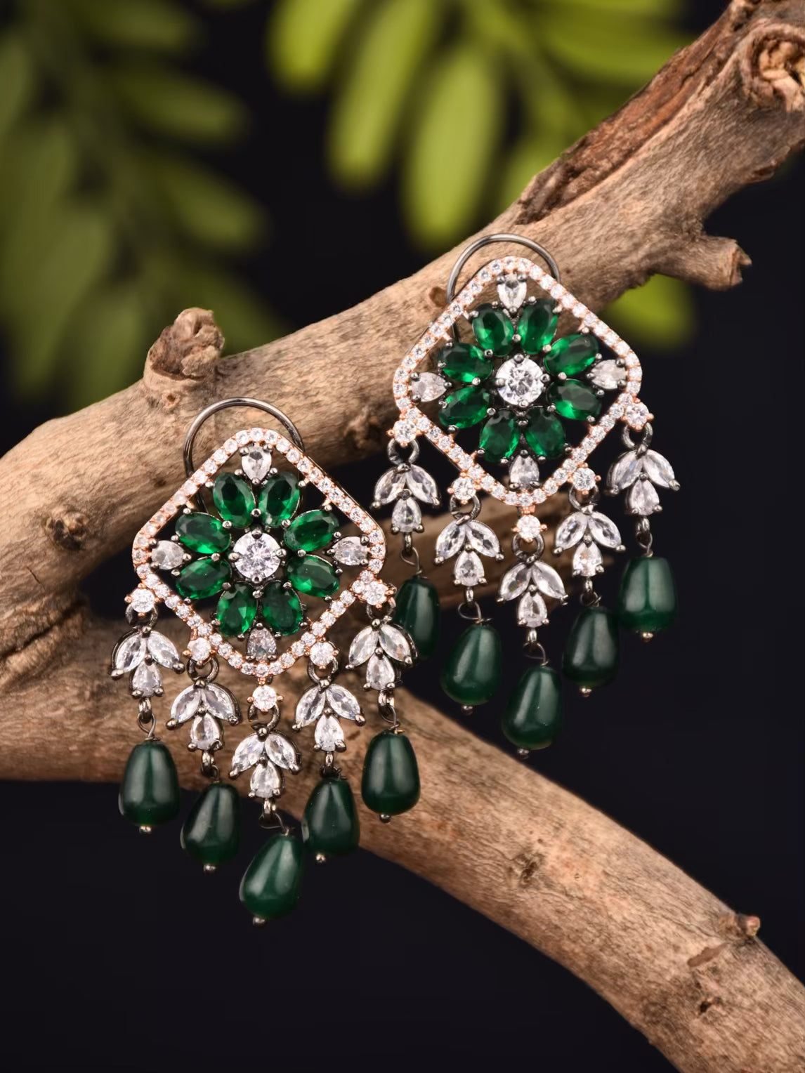 Kite shaped CZ stone Drop Earring