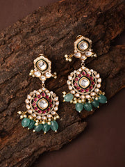 Silver Foil Kundan Drop Earring