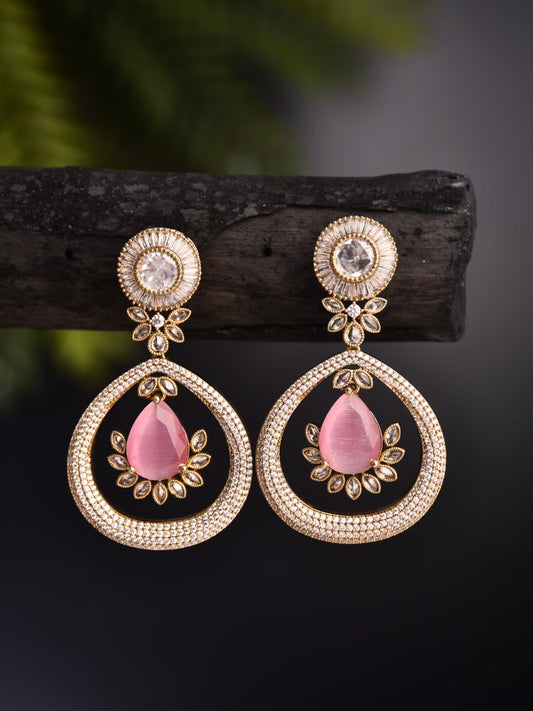 Gleaming Pink Petal Drop Earring