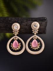 Gleaming Pink Petal Drop Earring