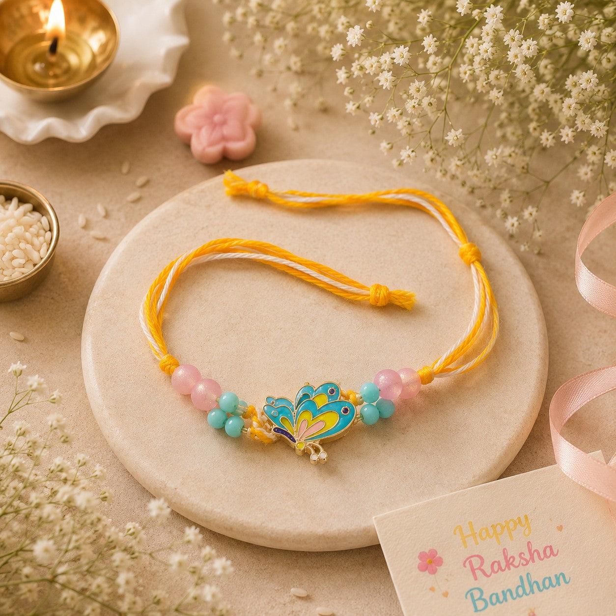 Butterfly & Elephant Kids Rakhi Set – Designer Rakhi Combo (Set of 2)