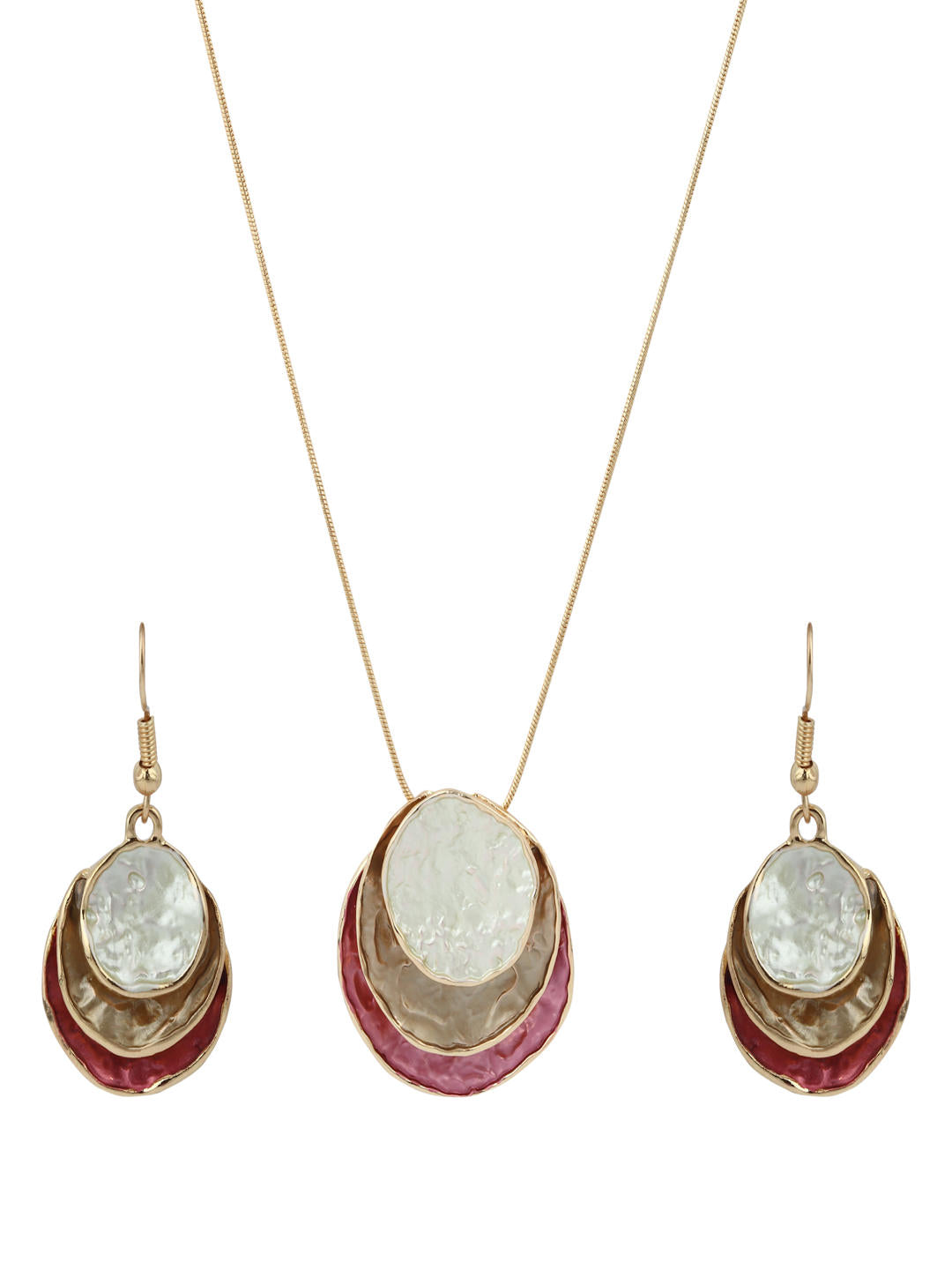 Pink Luna Eclipse Layered Pendant Necklace Set