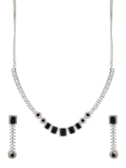 Black Sparkle Necklace with Drop Earrings
