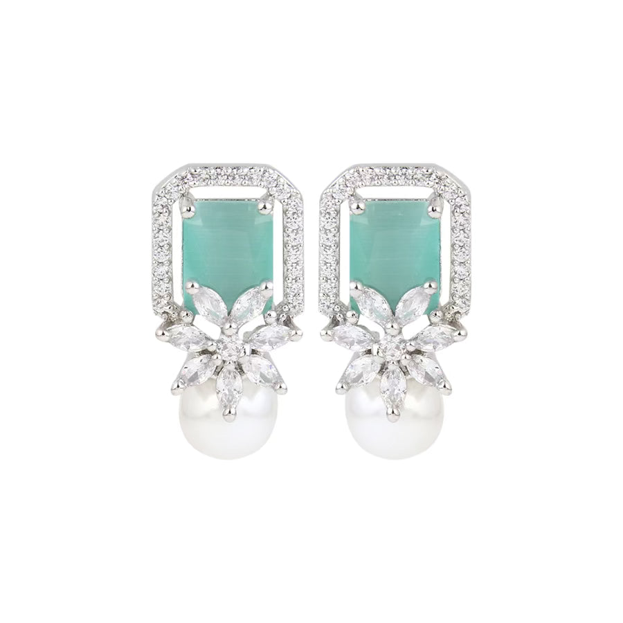 Mint Green Pearl  Stud Earring