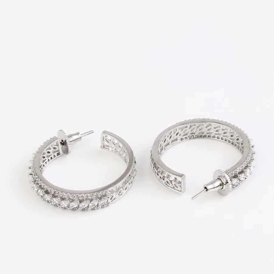 Glimmer Silver Diamond Hoops