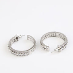 Glimmer Silver Diamond Hoops