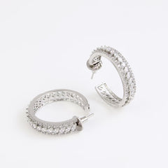 Glimmer Silver Diamond Hoops