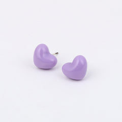 Kids' 925 Silver Purple Enamel Heart Studs (Pair)